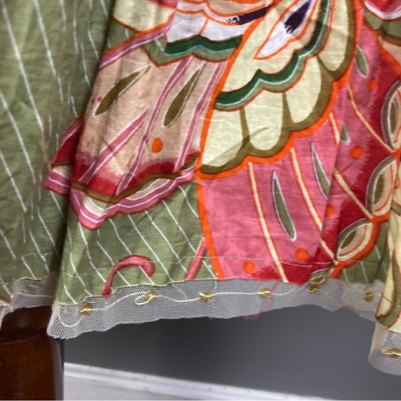 Max Studio Pleated Skirt Sz 8 Multicolor Floral Butterfly Print Beaded fairycore - Picture 6 of 9